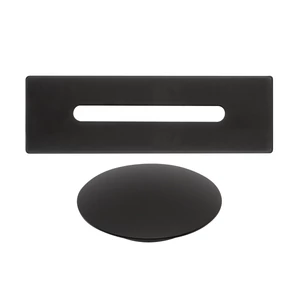 Steel overflow and drain cover set for freestanding bathtub, black