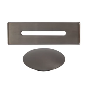 Steel overflow and drain cover set for freestanding bathtub, gun gray