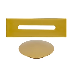 Steel overflow and drain cover set for freestanding bathtub, gold