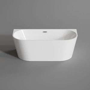 LANA semi-freestanding bathtub, wall-mounted, white, 160x80x58 cm