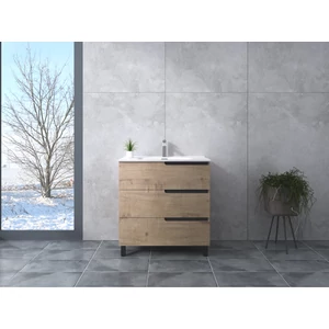 Torino Sonoma bathroom cabinet with washbasin 60cm