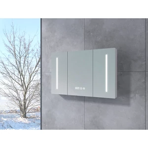 Vicenza White three-door mirrored wardrobe with LED lighting 100 cm