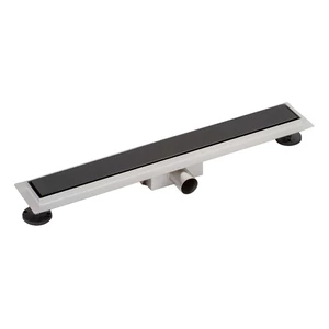 Granada shower drain with black glass, 60 cm