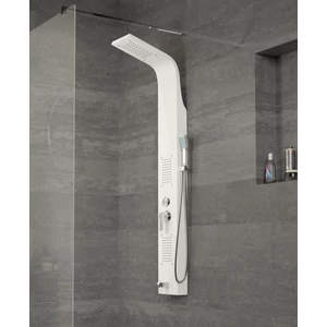 Merin White shower panel, stainless steel