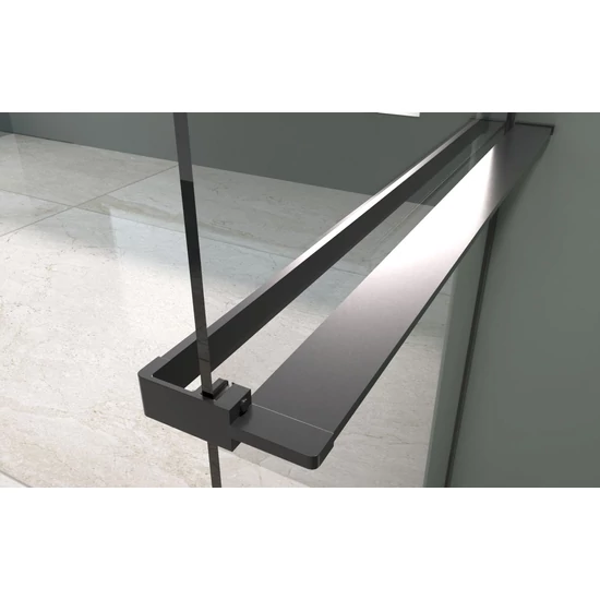 Rochelle Black shower shelf and towel holder for shower wall, 140 cm