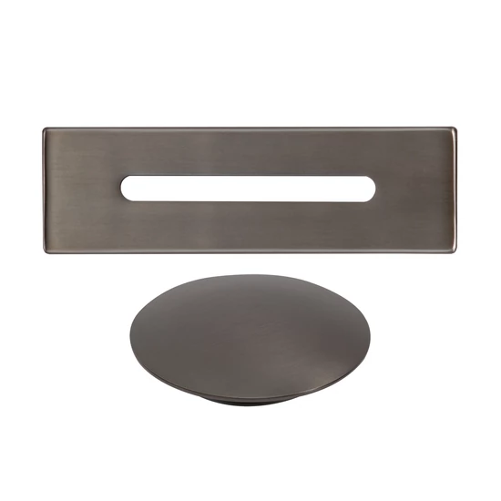 Steel overflow and drain cover set for freestanding bathtub, gun gray