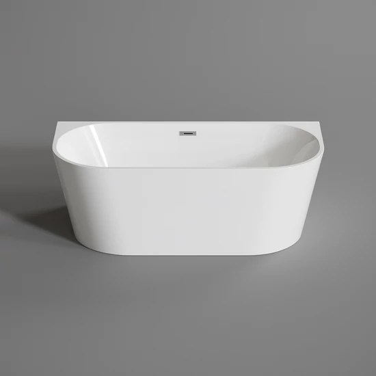LANA semi-freestanding bathtub, wall-mounted, white, 160x80x58 cm