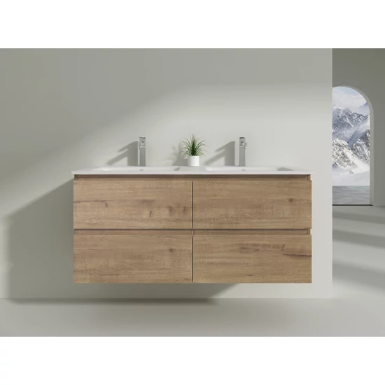 Dijon Sonoma bathroom cabinet with sink 120cm