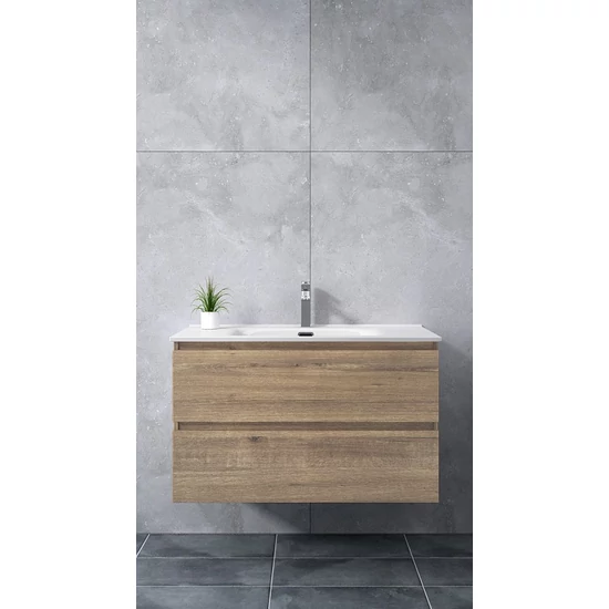 Catania Sonoma bathroom cabinet with washbasin 60cm