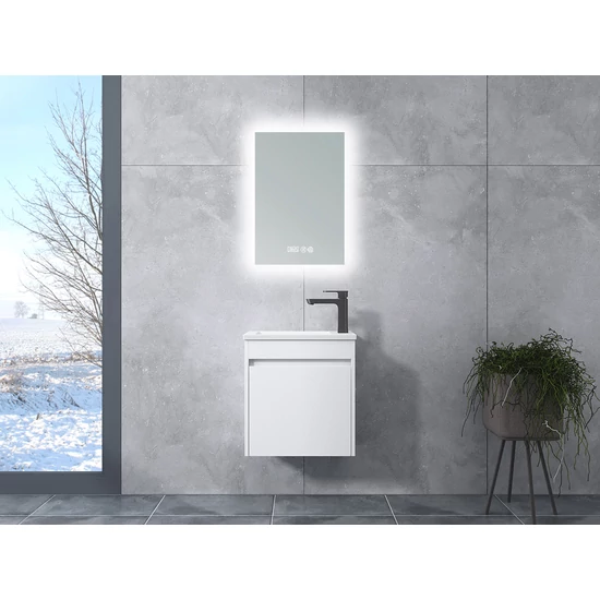 Zamora White bathroom cabinet with sink and LED mirror