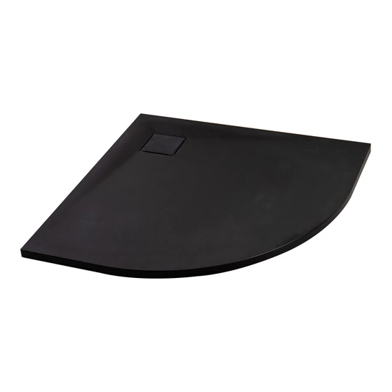 Cagliari Black 80x80x2.6 cm curved, SMC shower tray with siphon