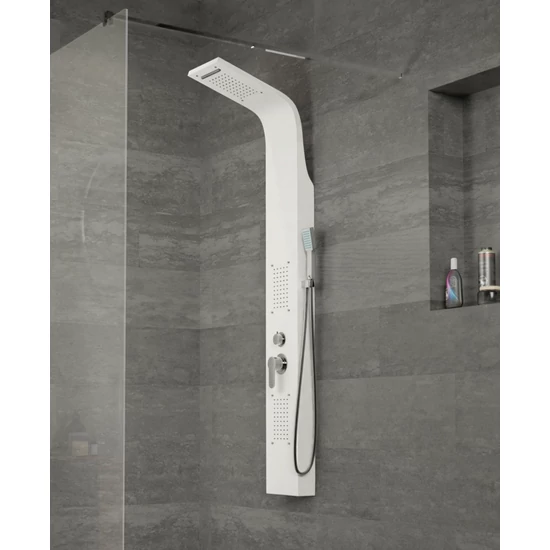 Bologna White shower panel, stainless steel