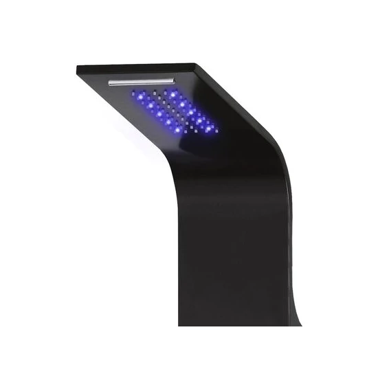 Verona Black thermostatic shower panel, stainless steel, LED