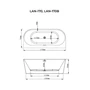 Picture 2/2 -LANA semi-freestanding bathtub, wall-mounted, black and white, 170x75x58 cm