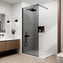 Picture 1/5 -Walk-in Black shower wall, with smoked glass 80, 200cm, 8mm, NANO