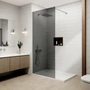 Picture 1/5 -Walk-in Chrome shower wall, with smoked glass 80, 200cm, 8mm, NANO