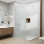 Picture 1/5 -Walk-in Chrome shower wall, acid-etched, with frosted glass 50, 200cm, 8mm, NANO
