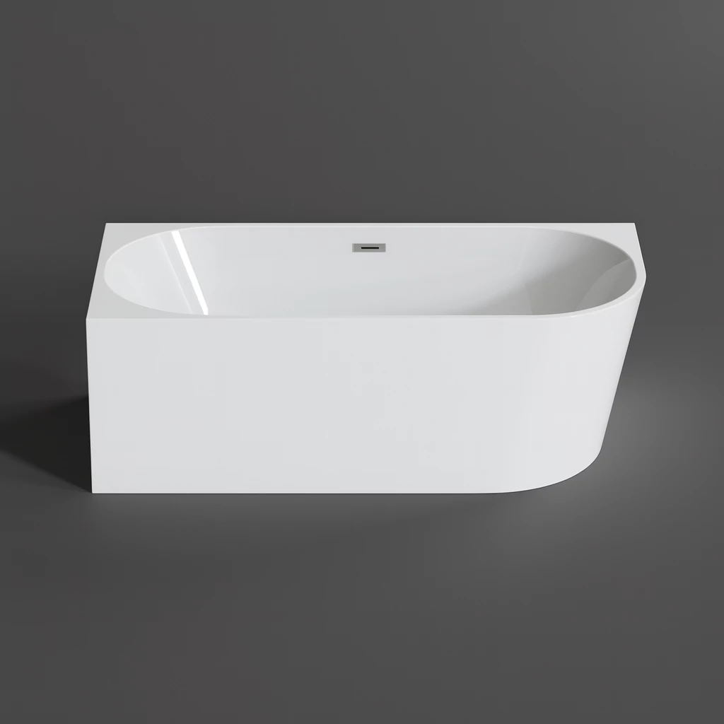 CORNER semi-freestanding bathtub, corner, left, white, 150x75x58 cm