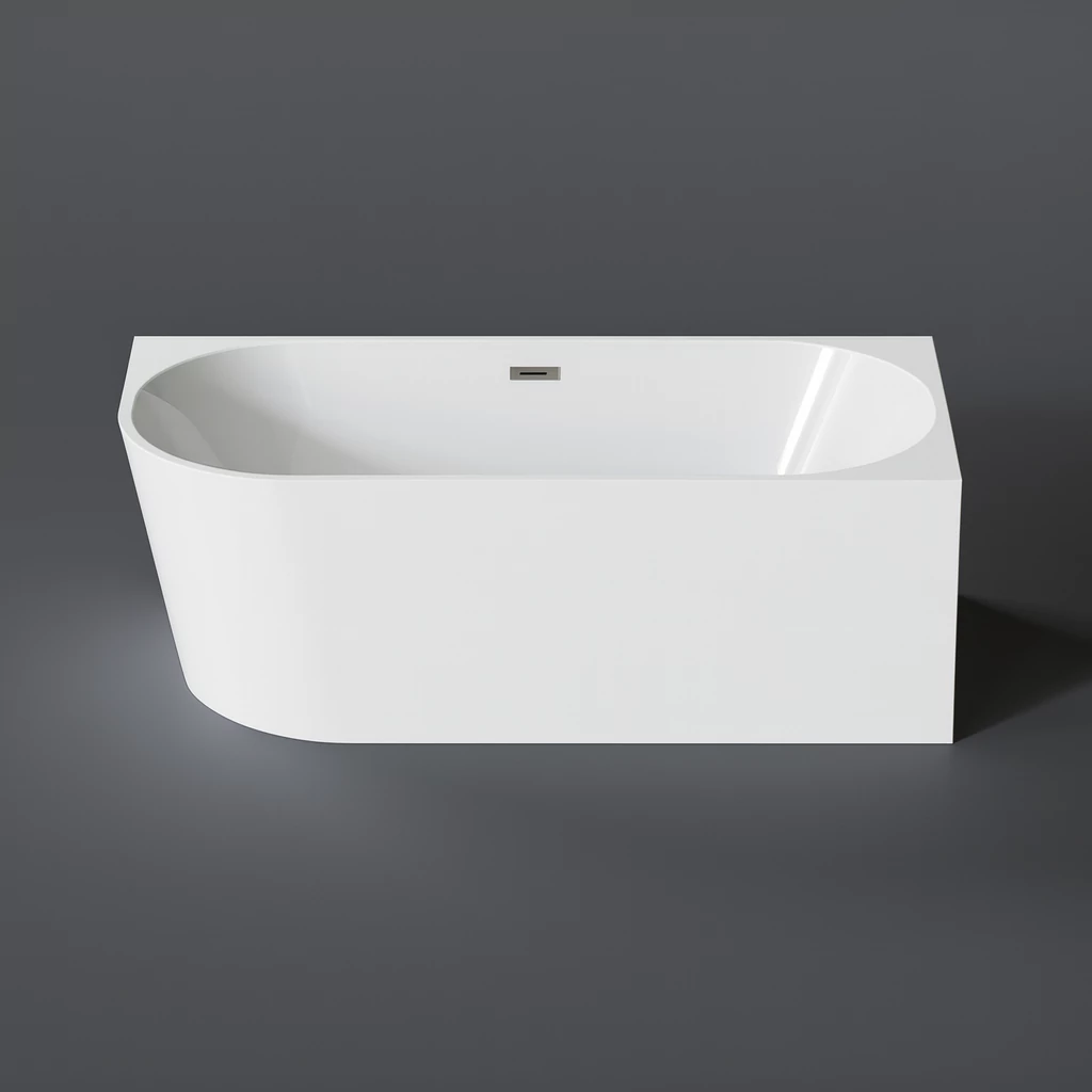 CORNER semi-freestanding bathtub, corner, right, white, 150x75x58 cm