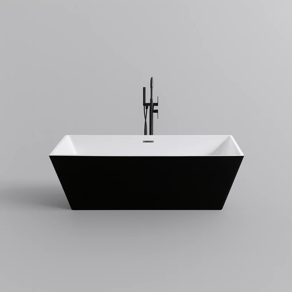 CUBE freestanding bathtub, black and white, 170x75x58 cm