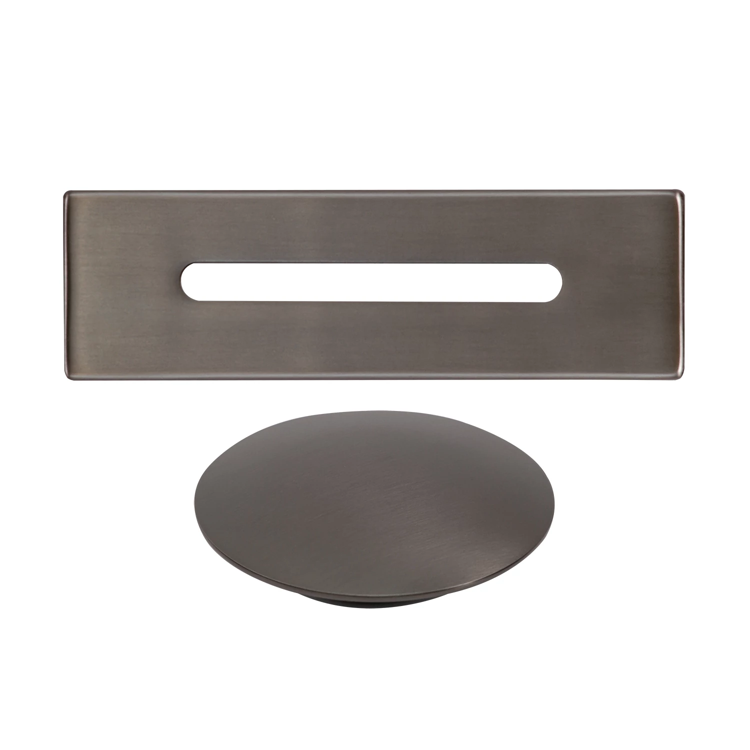 Steel overflow and drain cover set for freestanding bathtub, gun gray