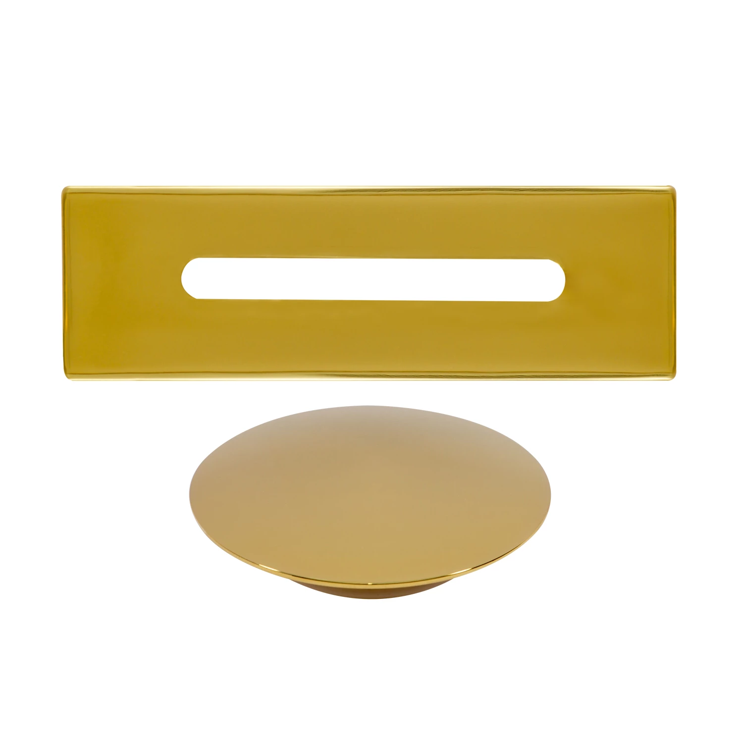 Steel overflow and drain cover set for freestanding bathtub, gold