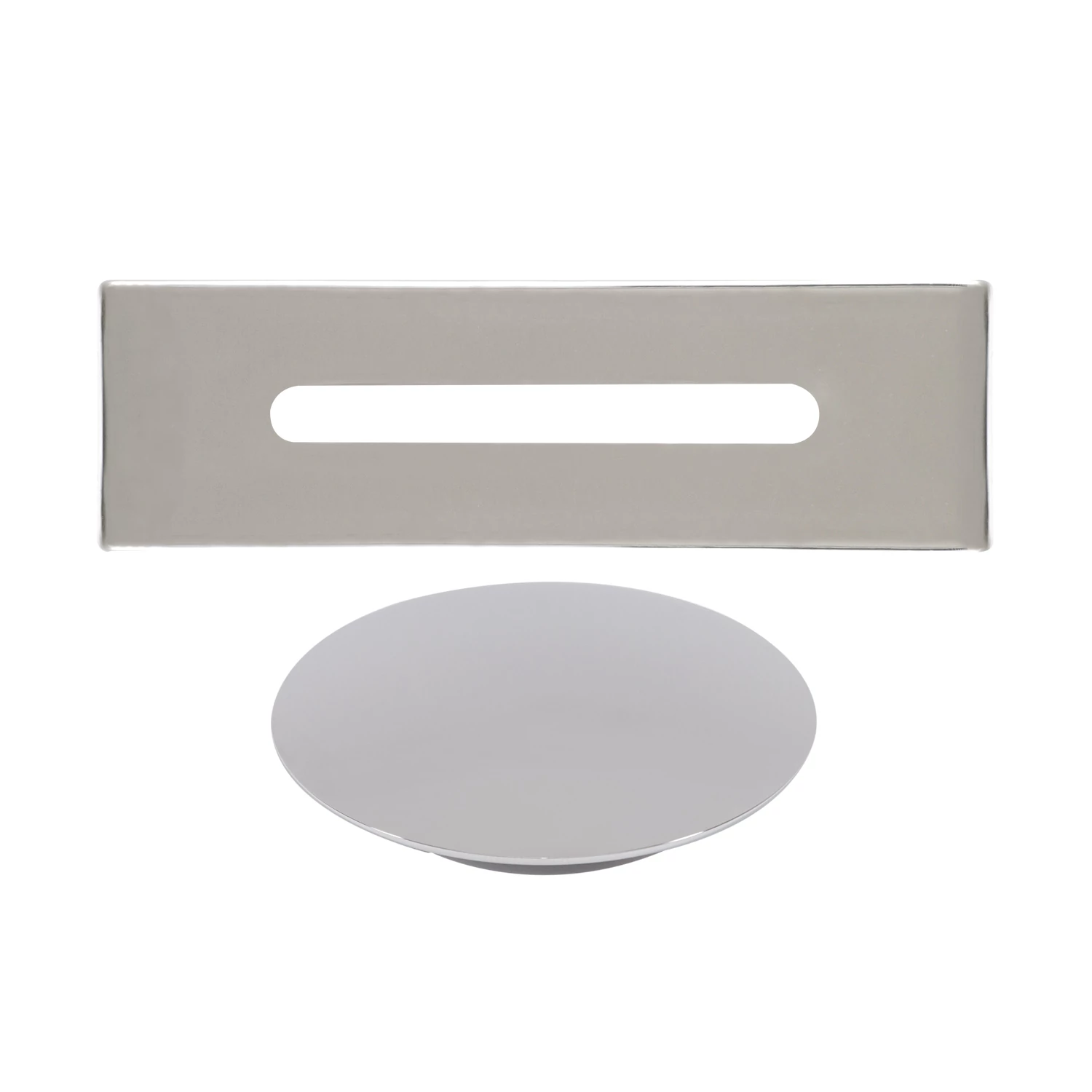 Steel overflow and drain cover set for freestanding bathtub, silver