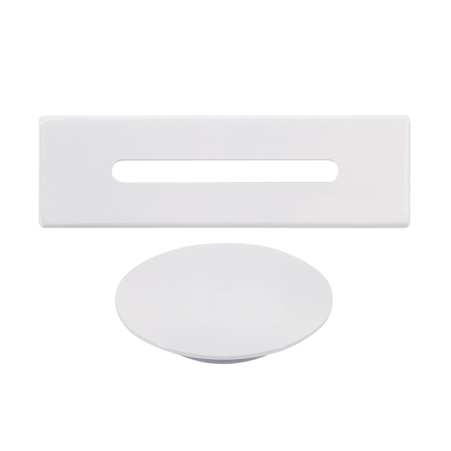 Steel overflow and drain cover set for freestanding bathtub, white