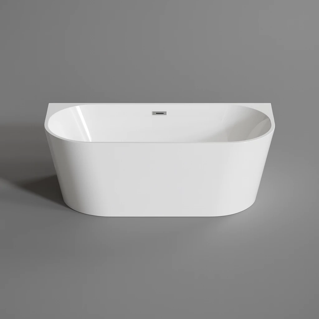 LANA semi-freestanding bathtub, wall-mounted, white, 160x80x58 cm