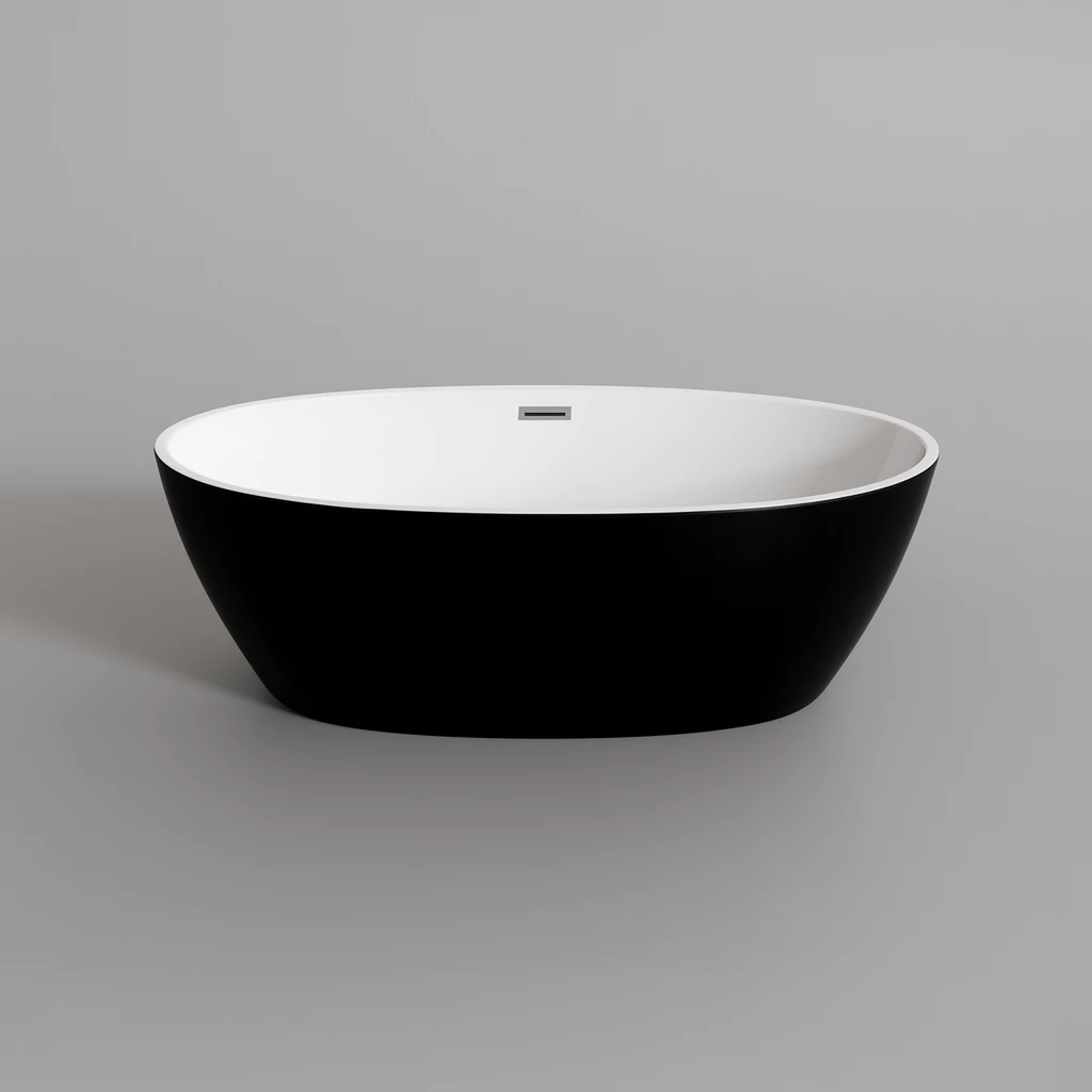 OVAL freestanding bathtub, black and white, 155x80x58 cm