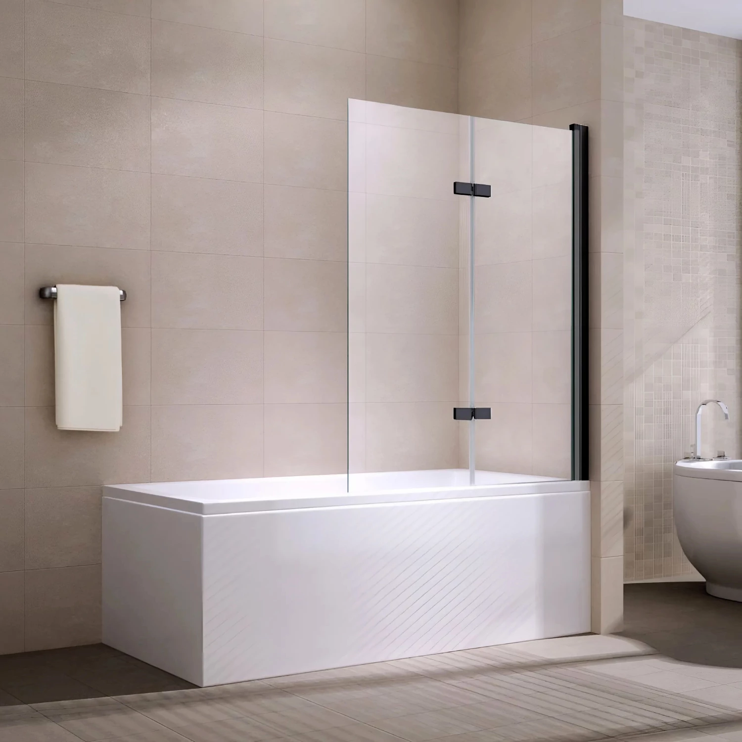 Alvor Black 6mm, 120x140 bathtub screen
