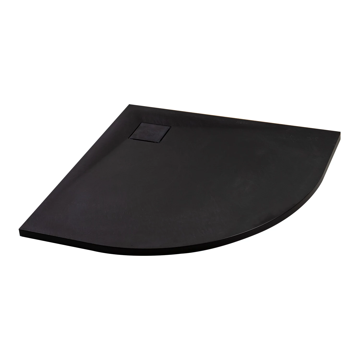 Cagliari Black 80x80x2.6 cm curved, SMC shower tray with siphon